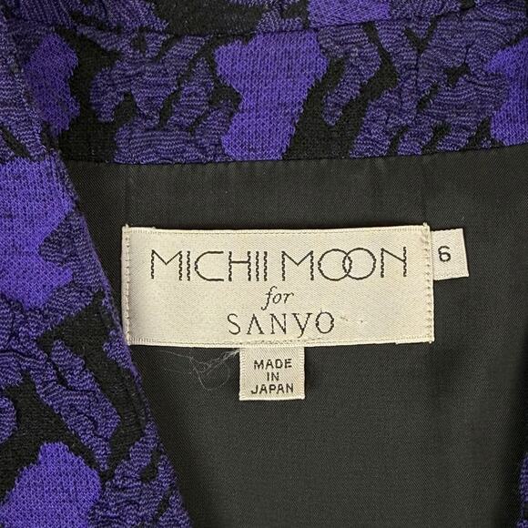 80's Japanese MICHI MOON for SANYO wool blend purple cropped blazer - Picture 6 of 16